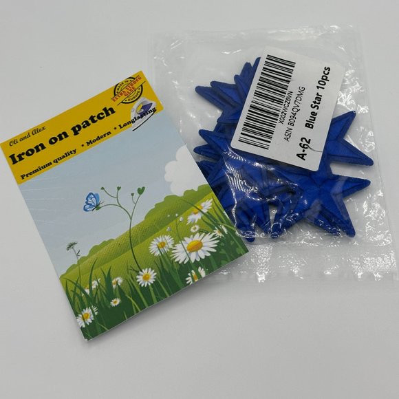 New Oli and Alex Iron-On Appliques/Patches - Blue Stars, 10 pcs - Picture 2 of 8
